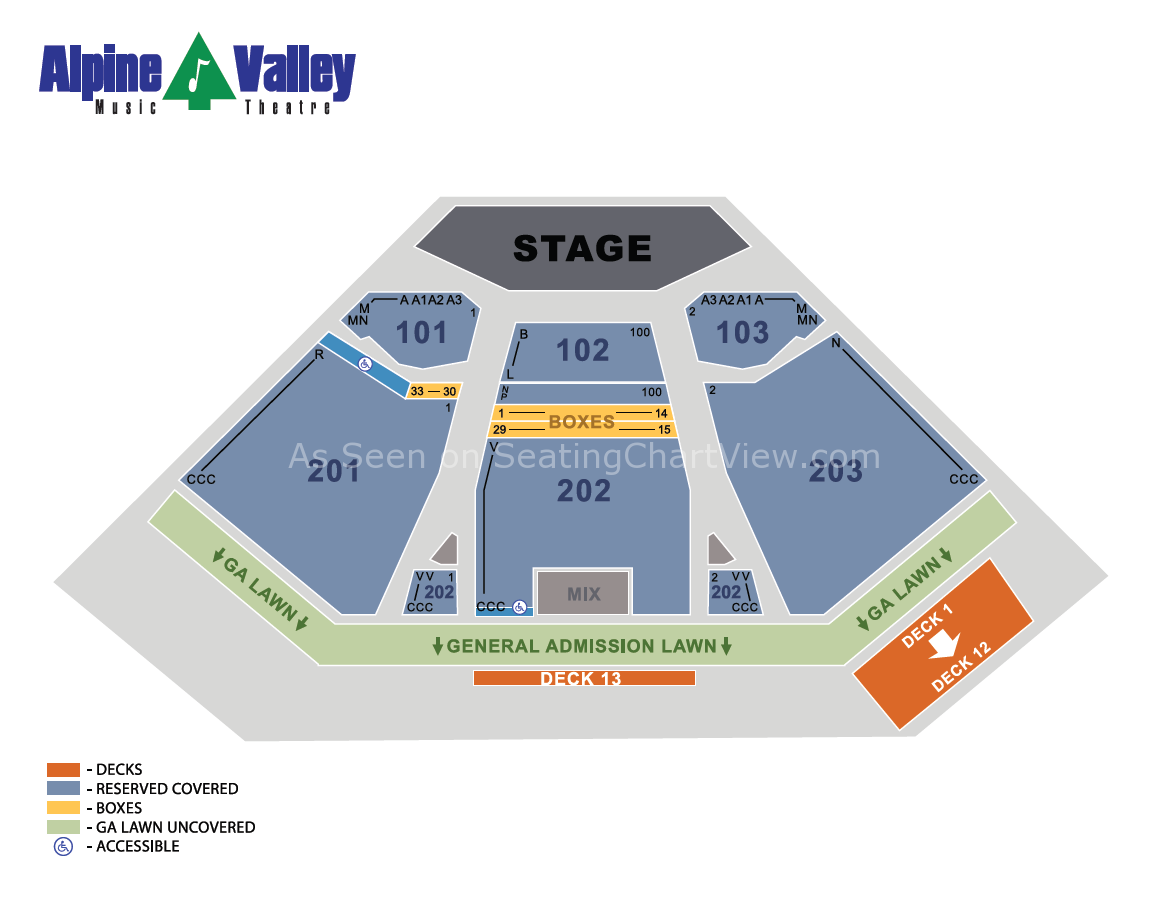 Alpine Valley Music Theatre East Troy WI Seating Chart View