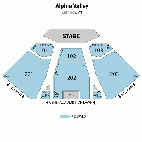 Alpine Valley Music Theater Seating Chart With Seat Numbers Theater