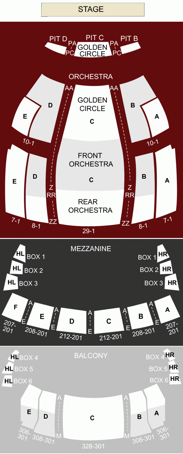 Seating Chart Buell Theater Theater Seating Chart