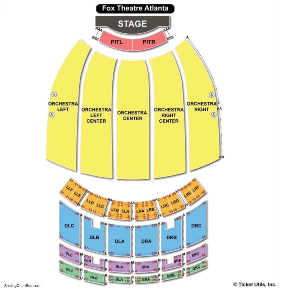 Fox Theater Seating Chart With Seat Numbers Theater Seating Chart