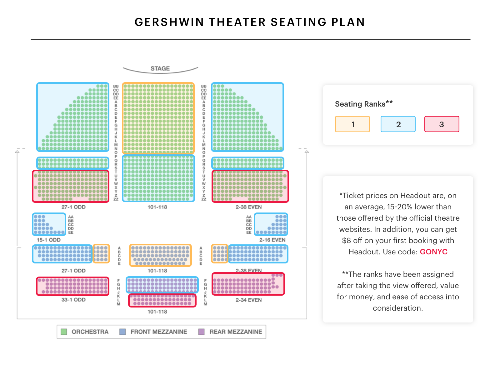 Gershwin Theater Seating Chart Wicked Seating Guide