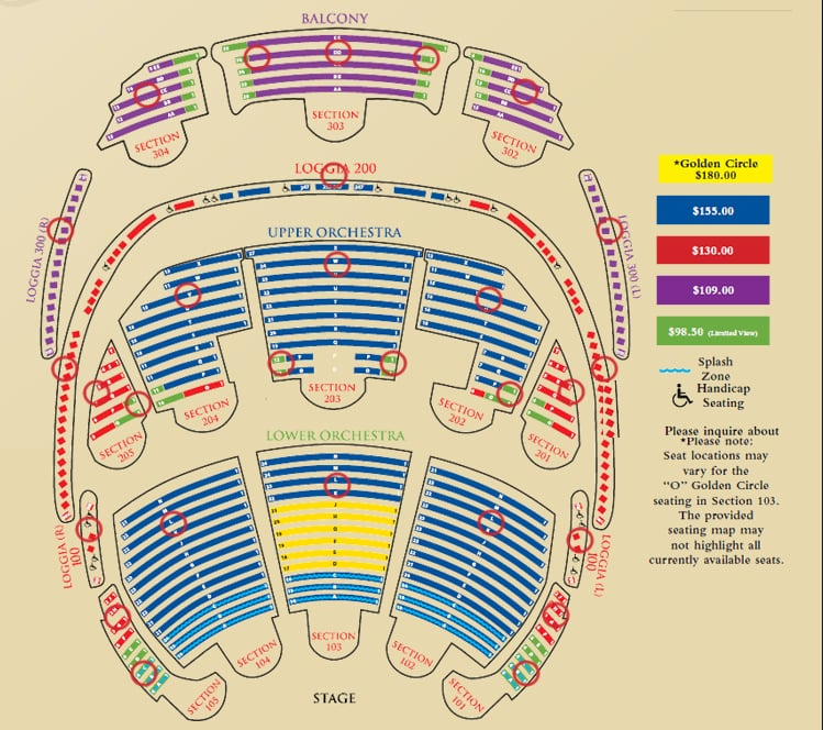 Seating Chart For O Cirque Du Soleil At Bellagio Elcho Table