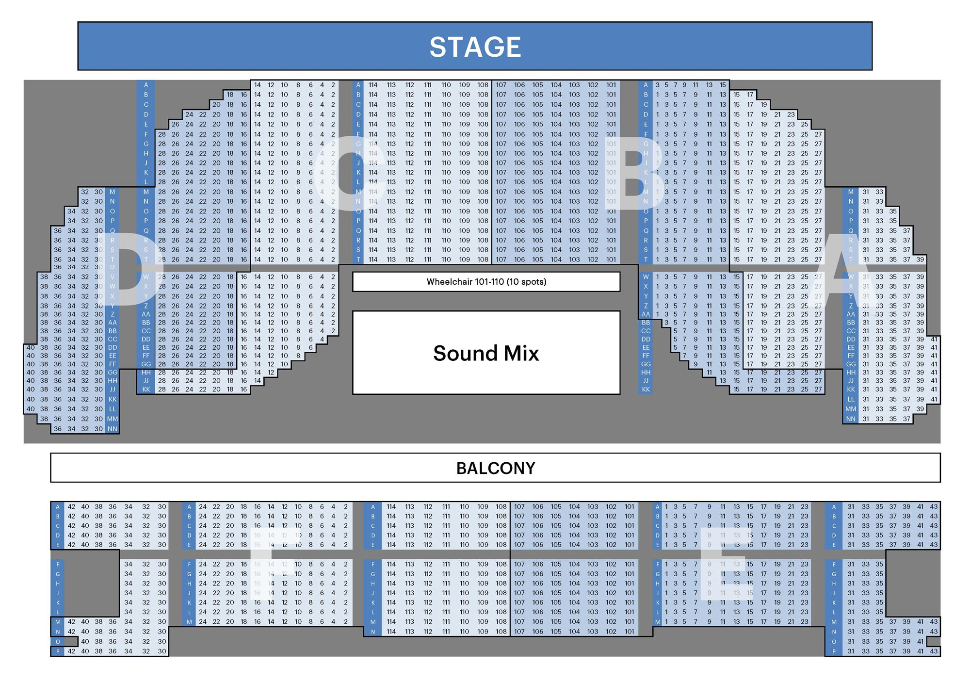 Theater Seating Chart For Kodak Center In Rochester NY