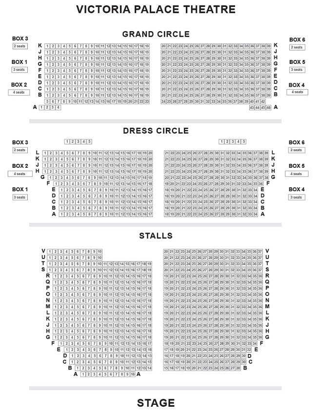 Victoria Palace Theatre Seating Plan Chart London UK